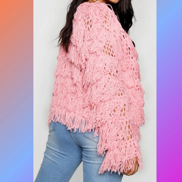 SHAGGY CROCHET CARDIGAN BLACK PLUS SIZE CURVY - Picture 2 of 2